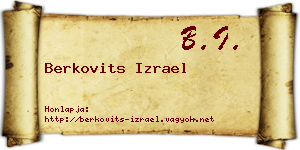 Berkovits Izrael névjegykártya
